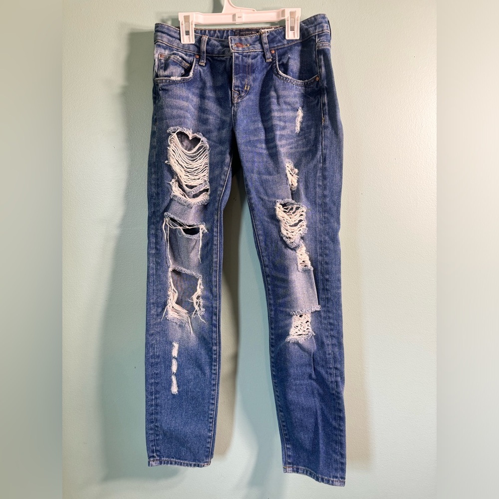 Zara Heritage Denim, distressed, size 00.